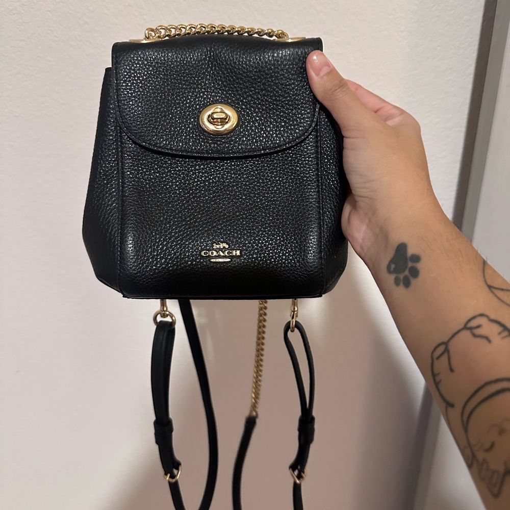 Coach mini backpack black leather